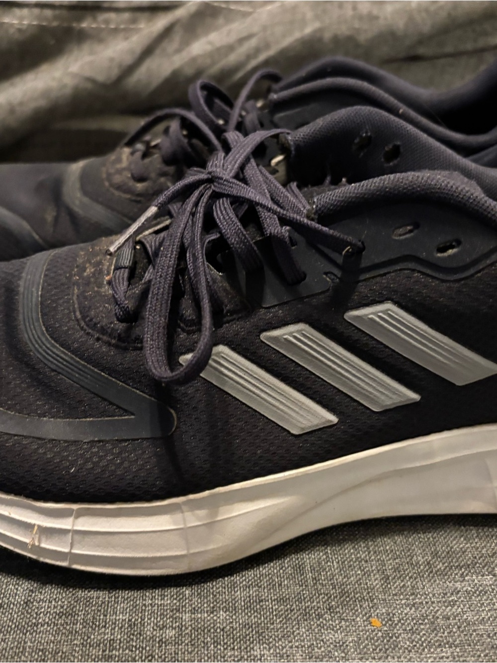 adidas Men’s Navy Athletic Sneakers with White Stripes
